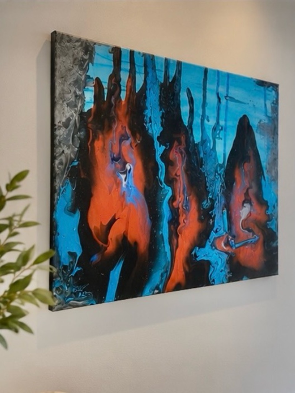 Hand Painted by me 16”x 20” Light Canvas Art Abstract Acrylic Painting - Picture 3 of 4